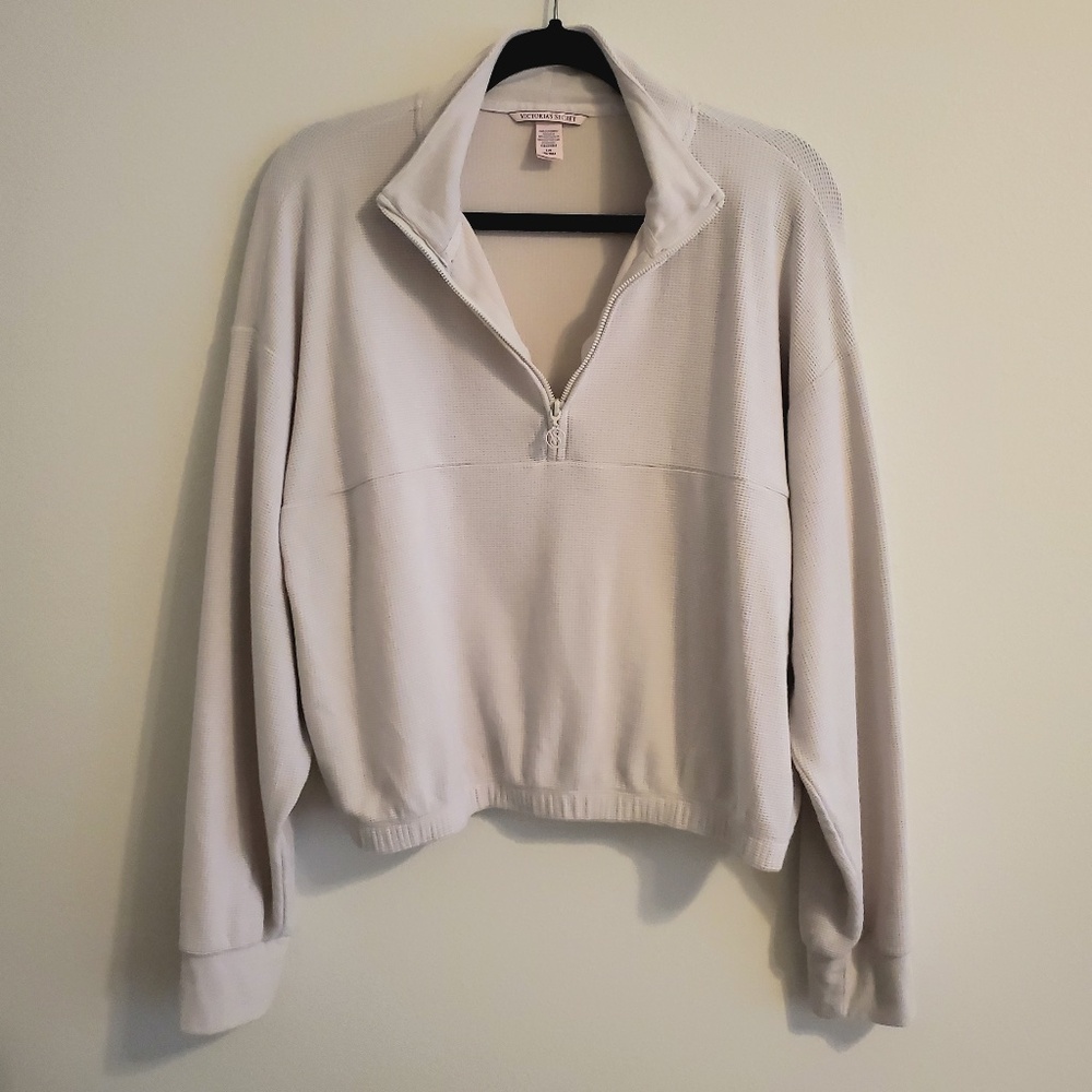 Victoria's Secret Double Waffle Knit Half-Zip Collar Pullover Sweater Jacket
